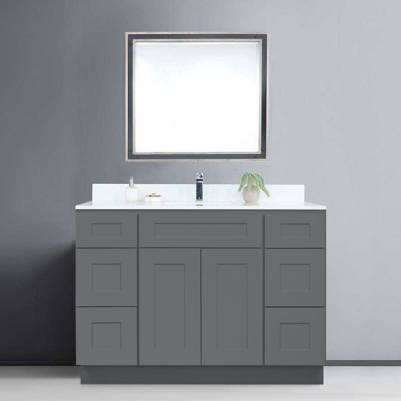60 Inch Grey Shaker Single Sink Bathroom Vanity with Drawers