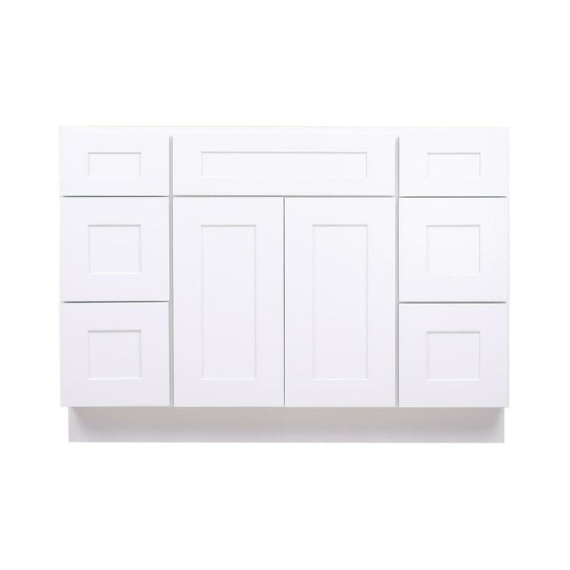 60 Inch White Shaker Single Sink Bathroom Vanity with Drawers