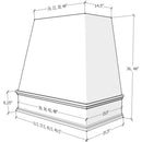 Stained Gray Wood Range Hood With Tapered Front and Decorative Trim - 30", 36", 42", 48", 54" and 60" Widths Available