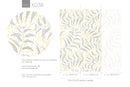 Botanical Wallpaper Featuring Stylized Leaves in Gray and Yellow - X038