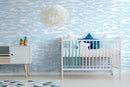 Abstract Wallpaper with Painterly Brush Strokes in Light Blue - X073