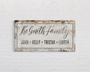 Personalized Printed Canvas Family Name Sign Last Name Rusty Sign With First Names Customized Family Distressed Wall Art