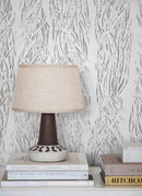 Abstract Wallpaper with a Sketched Grass Motif in Gray - X069