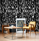 Abstract Wallpaper with Bold Brushstrokes in Black and White - X072