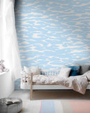 Abstract Wallpaper with Painterly Brush Strokes in Light Blue - X073