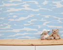 Abstract Wallpaper with Painterly Brush Strokes in Light Blue - X073