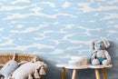 Abstract Wallpaper with Painterly Brush Strokes in Light Blue - X073