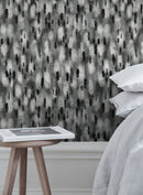 Abstract Wallpaper with Painterly Brushstrokes in Gray and Black - X113