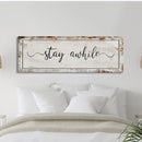 Stay awhile sign, Stay Awhile Canvas Print, Living Room Signs, Living room wall decor, Entryway Wood sign, wooden signs, guest room art