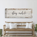 Stay awhile sign, Stay Awhile Canvas Print, Living Room Signs, Living room wall decor, Entryway Wood sign, wooden signs, guest room art