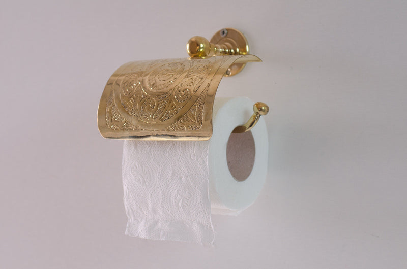 Solid Brass Toilet Paper Holder, Handcrafted Powder Room Roll Holder