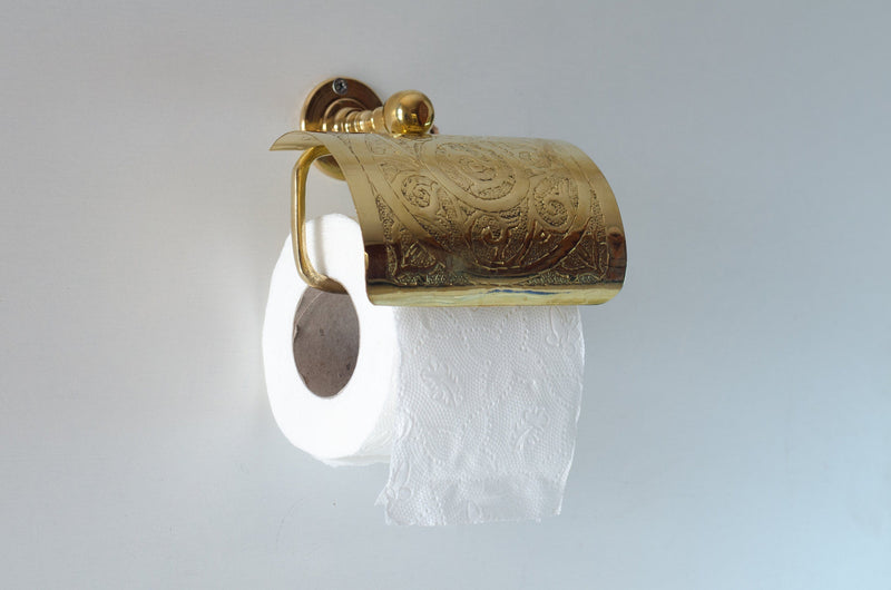 Solid Brass Toilet Paper Holder, Handcrafted Powder Room Roll Holder