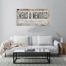Meals And Memories Made Here Printed Canvas Rusty Sign Distressed Wall Art Cute Sign Wood Frame Wood And Canvas Sign Kitchen Sign