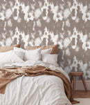 Abstract Wallpaper with a Painterly Effect in Taupe and White - X115