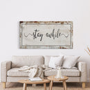 Stay awhile sign, Stay Awhile Canvas Print, Living Room Signs, Living room wall decor, Entryway Wood sign, wooden signs, guest room art