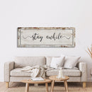 Stay awhile sign, Stay Awhile Canvas Print, Living Room Signs, Living room wall decor, Entryway Wood sign, wooden signs, guest room art