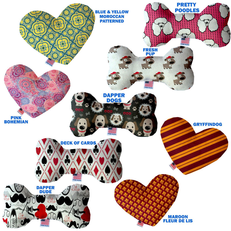Pet and Dog Plush Heart or Bone Toy, "Dapper Dogs Group"