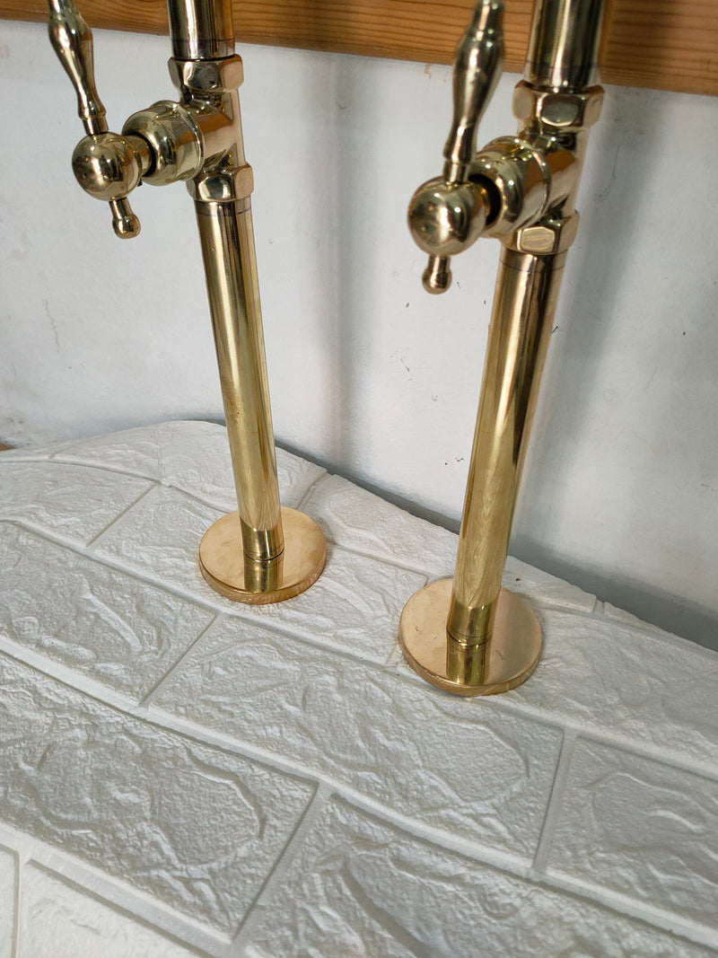Unlaquered Brass Freestanding Tub Filler Faucet