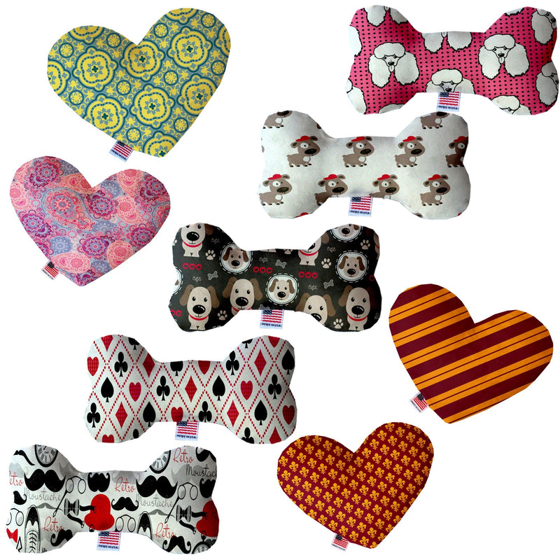 Pet and Dog Plush Heart or Bone Toy, "Dapper Dogs Group"