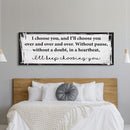 Master bedroom sign, I choose you canvas print, master bedroom decor, guest room decor, wall art, bedroom wall art, above couch art
