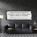 Master bedroom sign, I choose you canvas print, master bedroom decor, guest room decor, wall art, bedroom wall art, above couch art