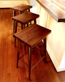 Mid Century Modern Walnut Counter Height Stool, Scandinavian Design Walnut Counter Stool, Counter Height Walnut Danish Modern Saddle Stool