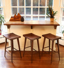 Mid Century Modern Walnut Counter Height Stool, Scandinavian Design Walnut Counter Stool, Counter Height Walnut Danish Modern Saddle Stool