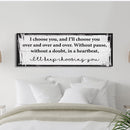 Master bedroom sign, I choose you canvas print, master bedroom decor, guest room decor, wall art, bedroom wall art, above couch art