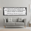 Master bedroom sign, I choose you canvas print, master bedroom decor, guest room decor, wall art, bedroom wall art, above couch art