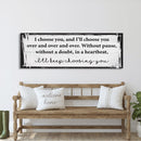 Master bedroom sign, I choose you canvas print, master bedroom decor, guest room decor, wall art, bedroom wall art, above couch art