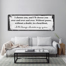 Master bedroom sign, I choose you canvas print, master bedroom decor, guest room decor, wall art, bedroom wall art, above couch art