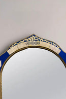 Moroccan Blue Frame Mirror - Handmade Unique Bone Inlay Mirror