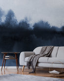 Watercolor Wallpaper with a Moody Wash in Navy Blue - X154