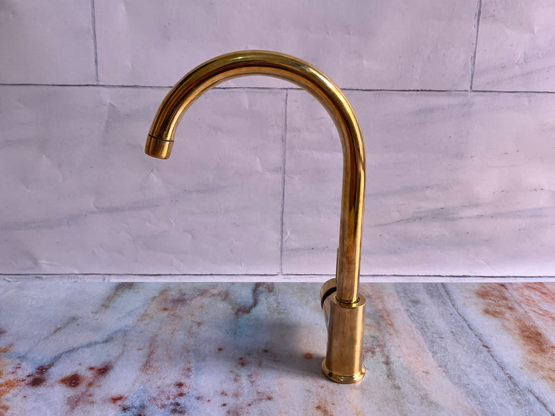 Unlacquered Brass Single hole bathroom sink faucet