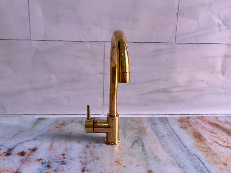 Unlacquered Brass Single hole bathroom sink faucet