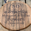 Custom Engraved Whiskey Barrel Head for Wedding or Anniversary