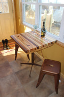 Breakfast Table, Butcher Block Kitchen Table, Wood Small Dining Table, Metal Base Table, Bohemian Butcher Island Table