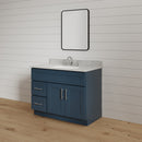 36 Inch Navy Blue Shaker Single Sink Bathroom Vanity with Drawers on the Left