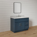 36 Inch Navy Blue Shaker Single Sink Bathroom Vanity with Drawers on the Right