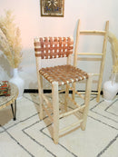 Leather Bar Stools - Counter Height Wooden Breakfast
