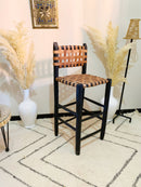 Leather Bar Stools - Counter Height Wooden Breakfast