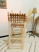 Leather Bar Stools - Counter Height Wooden Breakfast