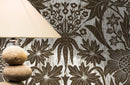Art Nouveau Wallpaper with Vintage Stylized Floral Motifs in Brown and White - X174