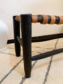 Wooden Leather Bedroom Bench - Boho Wood Bench