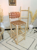 Leather Bar Stools - Counter Height Wooden Breakfast