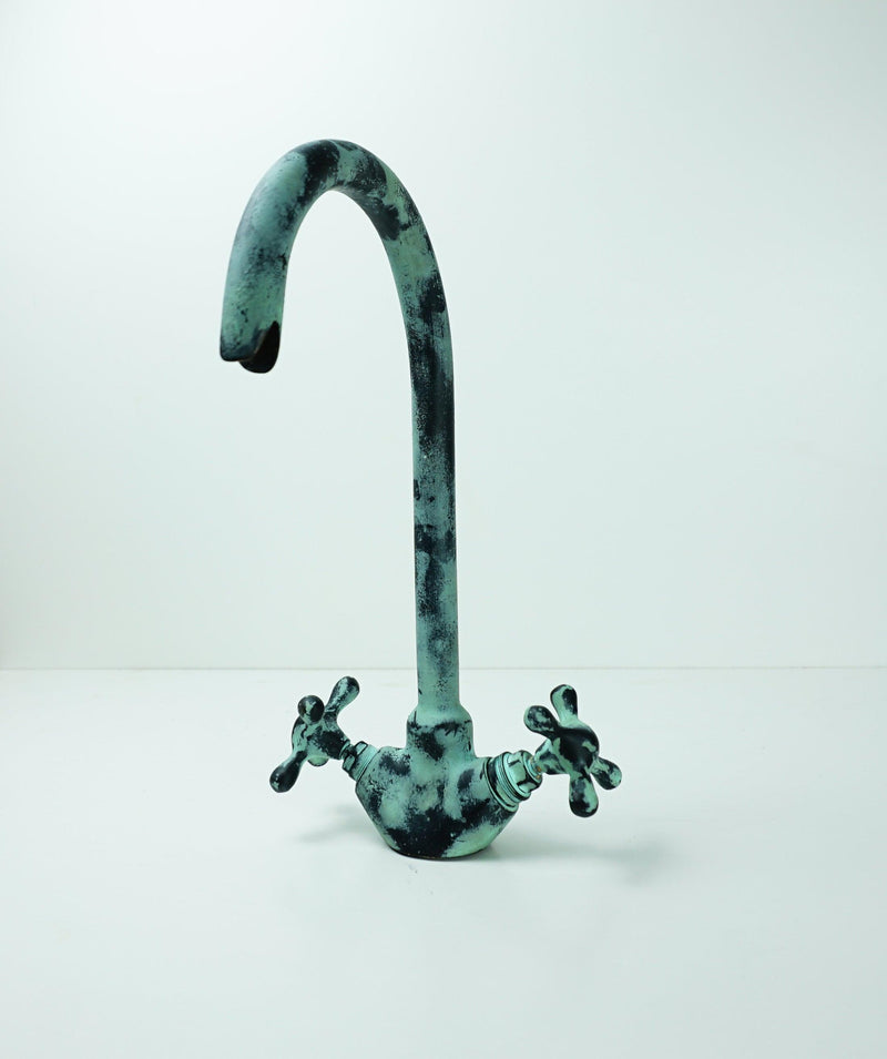 Oxidized Brass Gooseneck Bathroom Faucet with Luxurious Patina