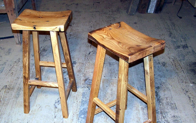 Counter stool wood counter height - Saddle counter stool bar height - Reclaimed wood bar stool counter height