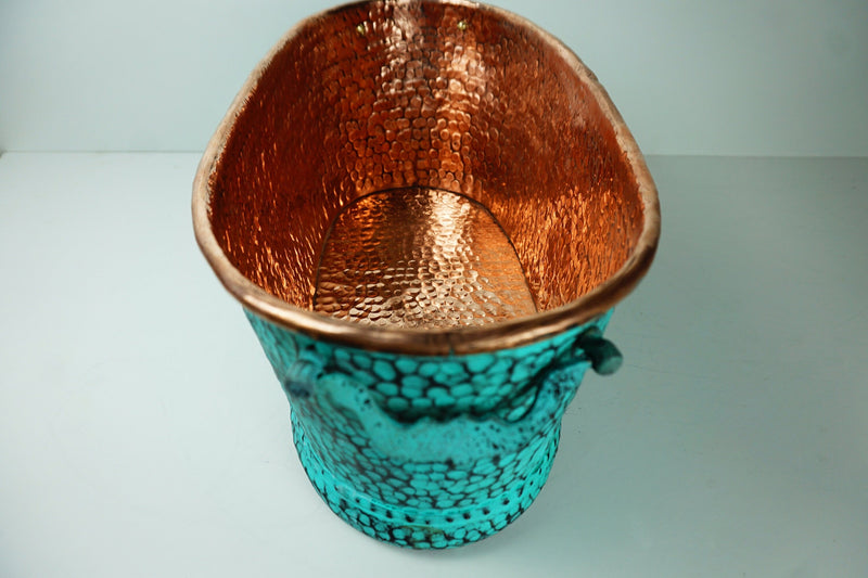 Large Oval Copper Beverage Tub with Handles , Copper Ice Bucket