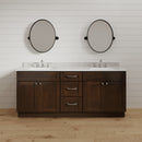 72 Inch Espresso Shaker Double Sink Bathroom Vanity with Drawers