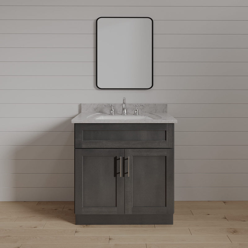 27 Inch Gray Stained Shaker Single Sink Bathroom Vanity
